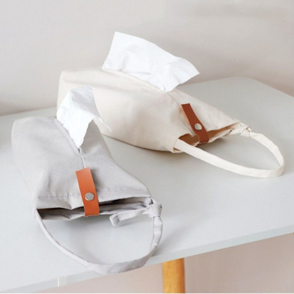 Lærred Tissue Box Servietholder GRÅ grey