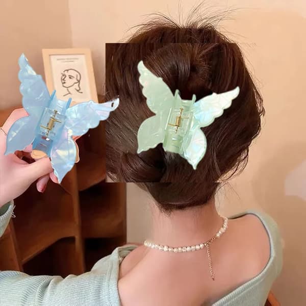 Butterfly Hårklemmer Hår Griper GRÅ Grey