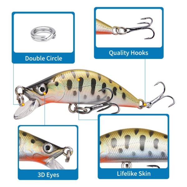 2st Mini Fishing Bait VIB sjunkande Lure 6 6 6