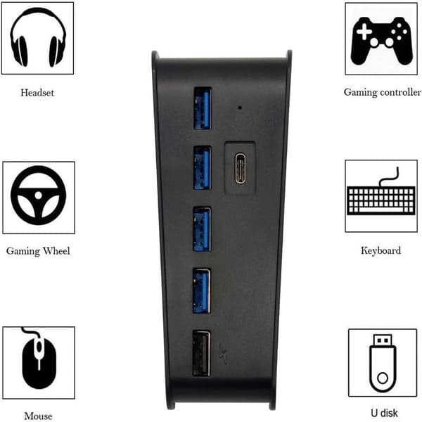 USB Hub Laddare SVART Black
