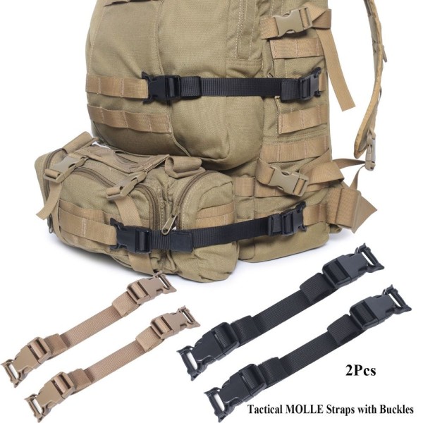 2 Stk Tactical MOLLE Stroppe Kompressionsstropper SORT Black