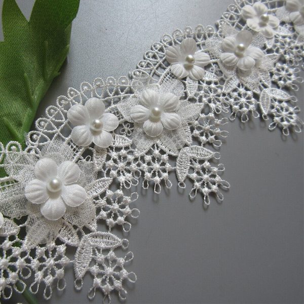 Pilgrimsmussla Blomma Pärlbroderad VIT White