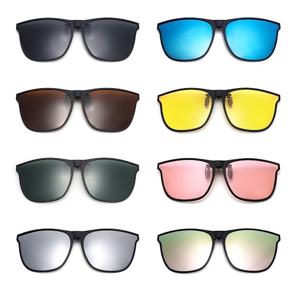 Polarisert Clip On Solbriller menns bilførerbrille SPEIL Mirrored Blue