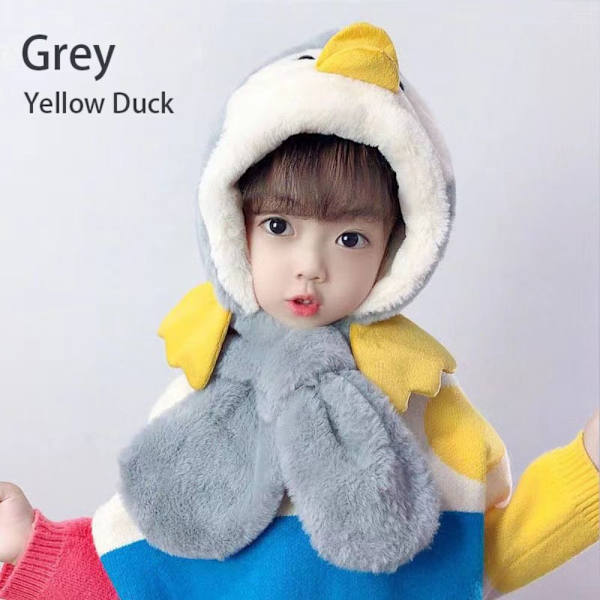 Babylue Med Skjerf Skjerf Øre Halshetter GRÅ GUL AND grey Yellow Duck-Yellow Duck