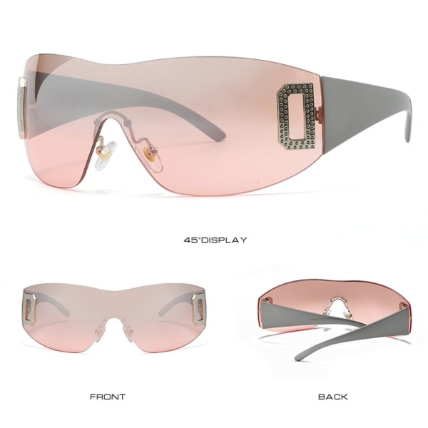Y2K Solbriller til Kvinder Wrap Around GRÅ/SØLV PINK Gray/Silver Pink