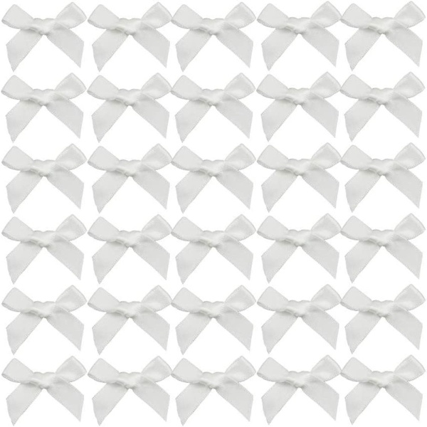 Mininauhajouset Pieni valkoinen rusetti askarteluun white