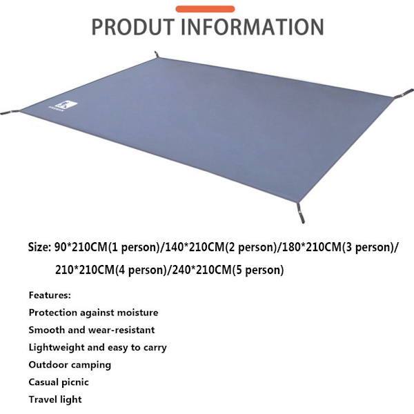 Vattentät tältmatta Ultralätta ficktält GRÅ 180X210CM3 3 Grey 180x210cm3-3