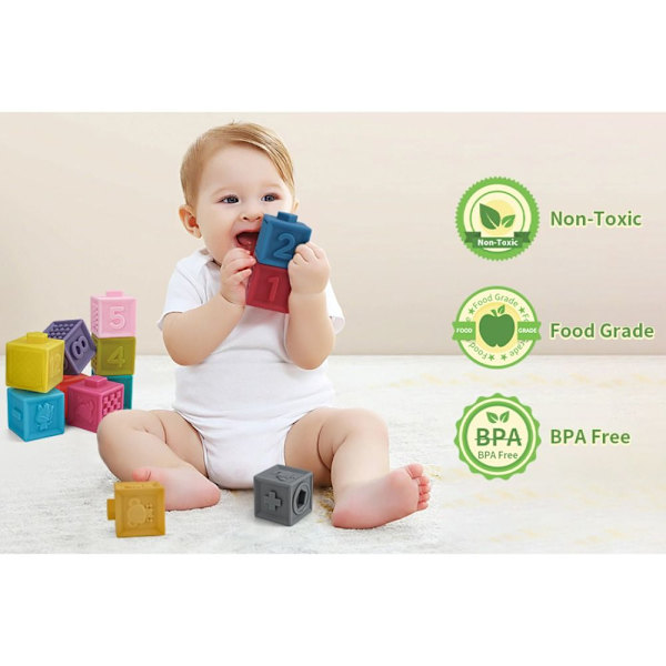 6st/12st Baby mjuka block Stapling byggstenar 6ST 6ST 6pcs