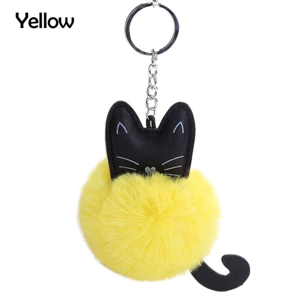 3 Stk Cat Shape Pendler Bilnøglering GUL Yellow