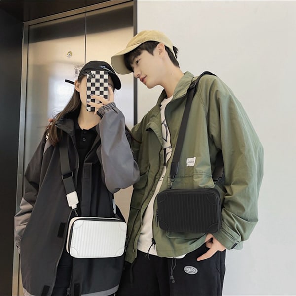 Hip-hop Messenger Box Bag Trendig axelväska vit