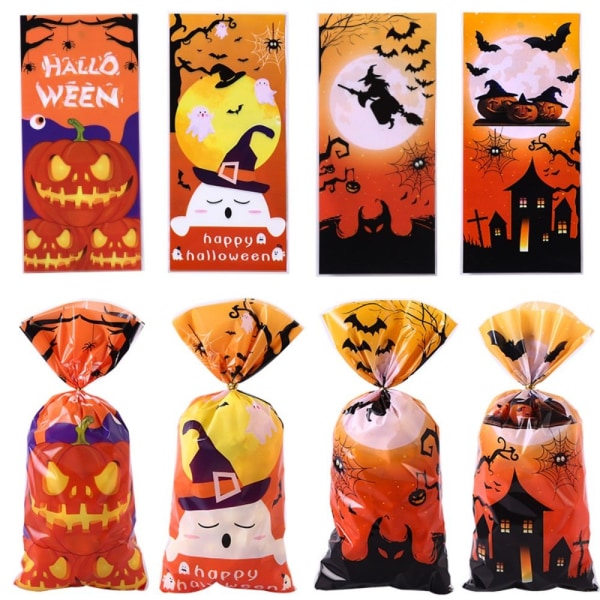 50 stk Halloween Godteposer Godteri Cookies Bag Plastemballasje