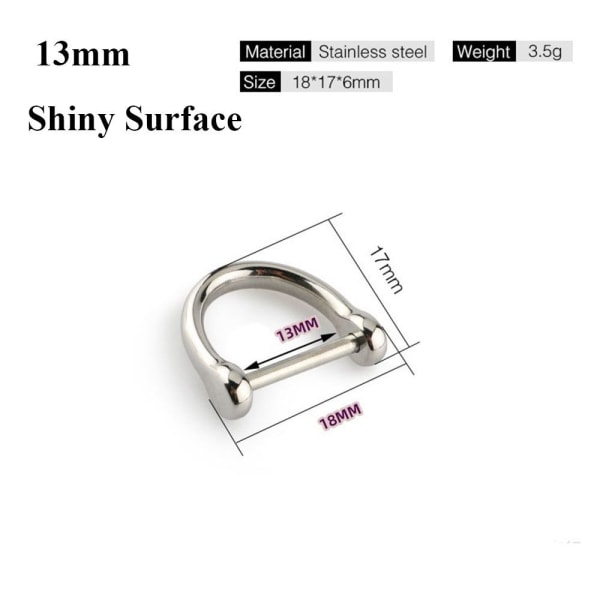 Solid karabinkrok D buestifter 13MMSHINY OVERFLATE BLANKENDE OVERFLATE 13mmShiny Surface