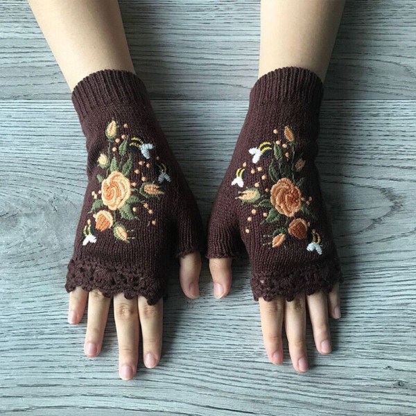 Neulotut Fingerless Gloves Fingerless Gloves TUMMANRUSKEA dark brown