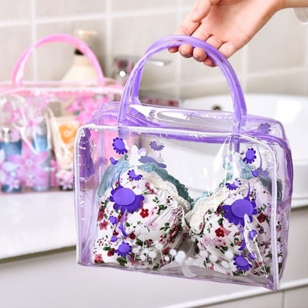Transparent kosmetikpose vaskepose LILLA Purple