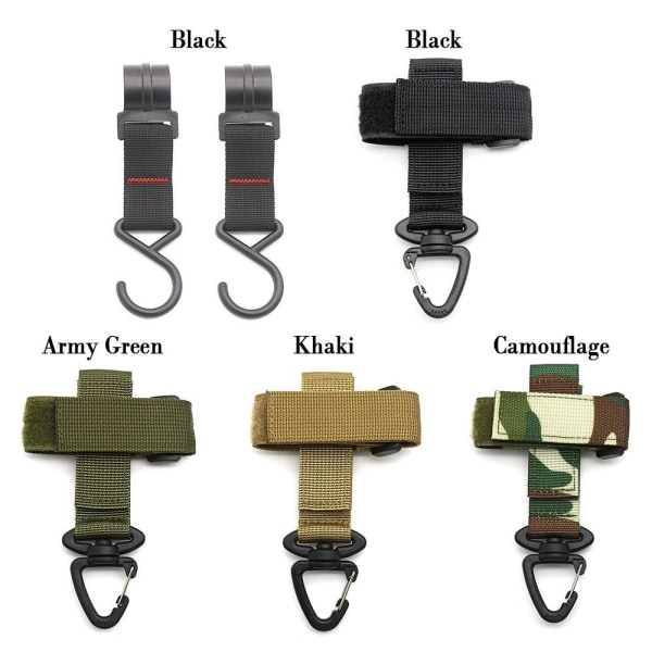 1/2 stk Tactical Carabiner Bælte D-Ring Karabinhage SORT 1 STK. Black 1pcStyle 2-Style 2