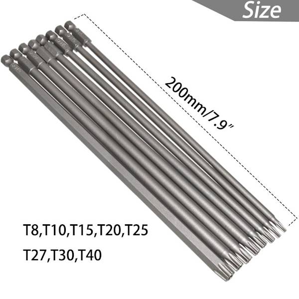 8kpl Torx-kantainen ruuvimeisselin set Magneettinen peukalointi