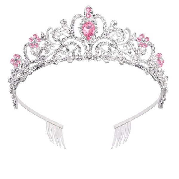 Crystal Rhinestone Crown Coiffure Crown Tiara VIT&ROSA White&pink