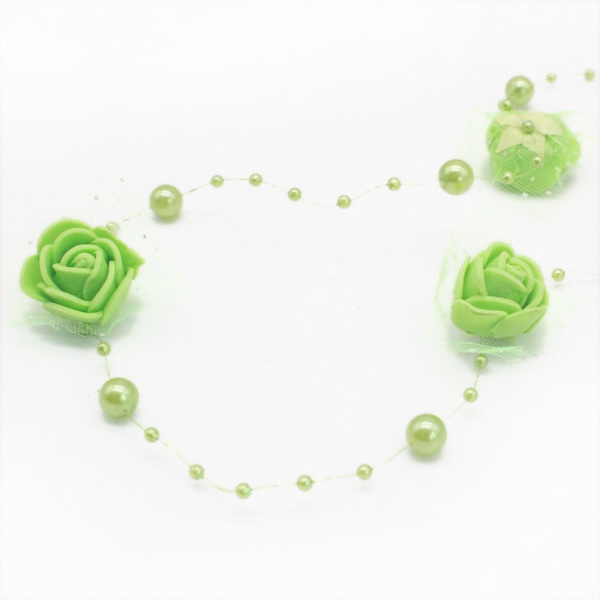 2ST Konstgjorda pärlor Pärlor Kedja Rose Blommor Girlander GRÖN green