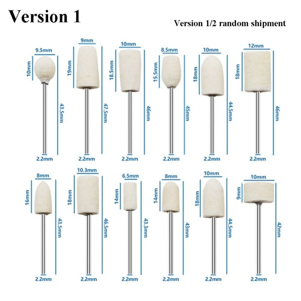 12 stk Ullslipehode Manikyr Polering Ullhjul