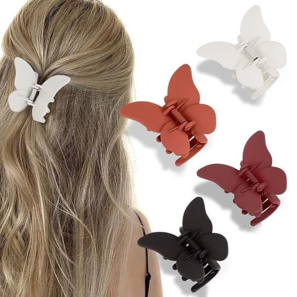 4 st Butterfly Hårklämmor Matta Hair Claw Clips E E E