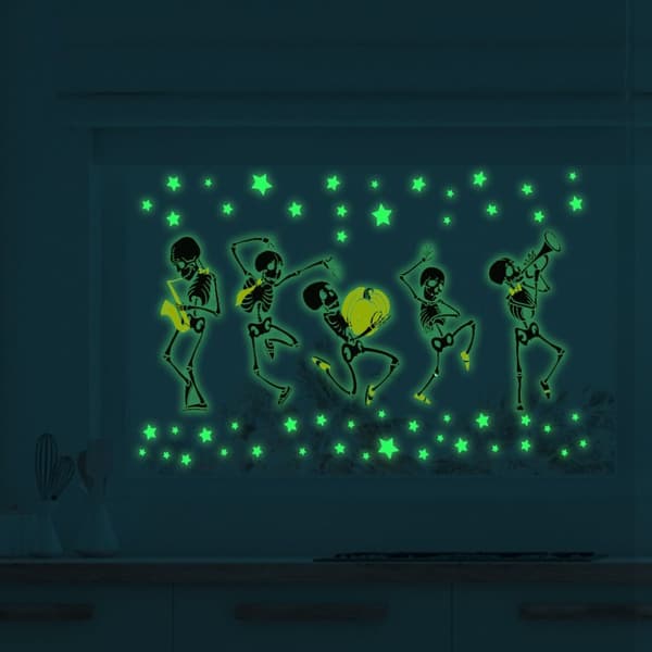 Halloween Skeleton Decals Lysende Wall Sticker Band Skeleton