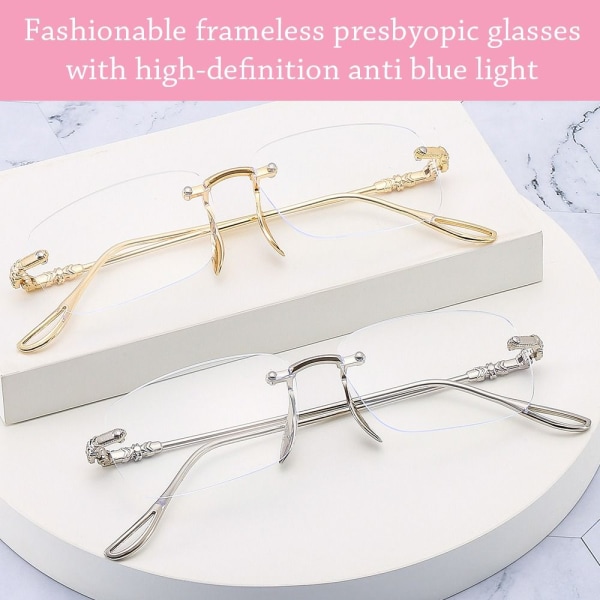 Anti-blått lys lesebriller Firkantede briller GULL STYRKE Gold Strength 400
