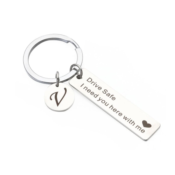 Drive Safe Keychain A-Z 26 Initialer Bokstäver Nyckelring V V