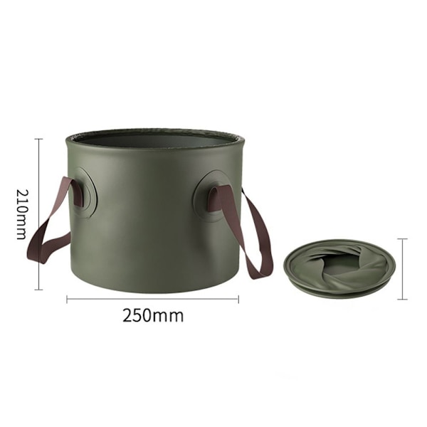 10/20L sammenfoldelig rund spand Udendørs Vandreture Bærbar army green 10L-10L