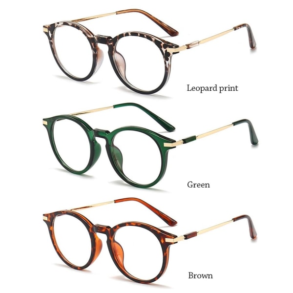 Anti-blått lys lesebriller Runde briller GRØNN STYRKE Green Strength 100