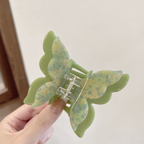 Butterfly Hair Clips Acetat Claw Clips MØRKE GRØNNE dark green