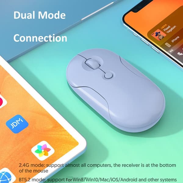 Trådlös mus 2.4G Bluetooth VIT White