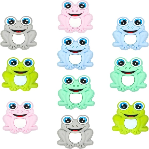 10 stykke søt frosk silikonperler Animal Spacer Beads Cartoon