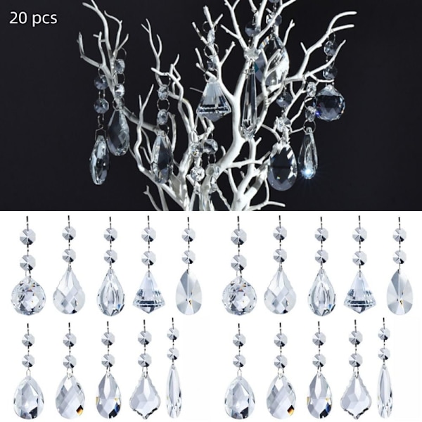 20 STK Crystal Sun Catcher Crystal Prismer hængende ornament 20pcs