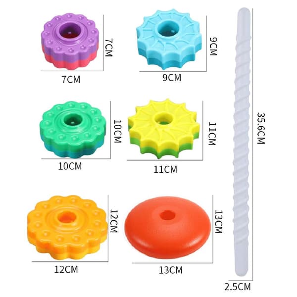 Gears Stackering Ringer Leketøy Spinning Stacker For Preschool Gift