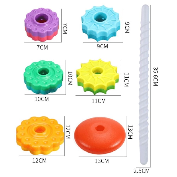 Gears Stapling Ringar Leksak Spinning Stacker för förskolepresent