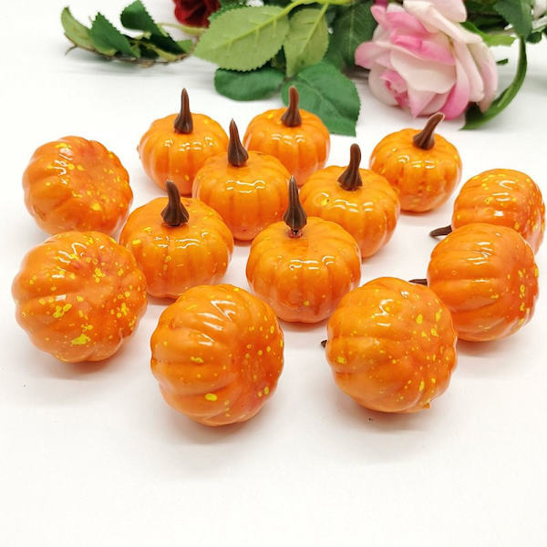 12ST Konstgjord pumpa Halloween dekorationer GUL Yellow