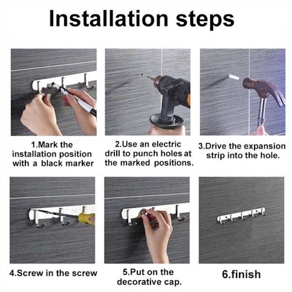 Håndkleholder Nøkkelholder 4 KROKER 4 KROKER 4 hooks