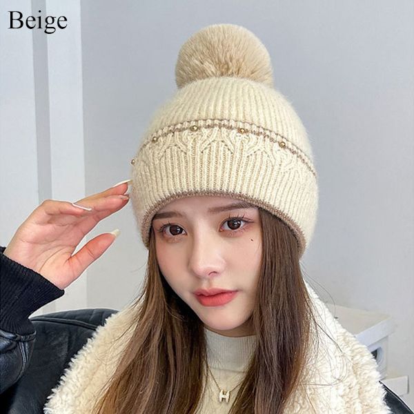 Vintermössa Stickad Cap BEIGE beige