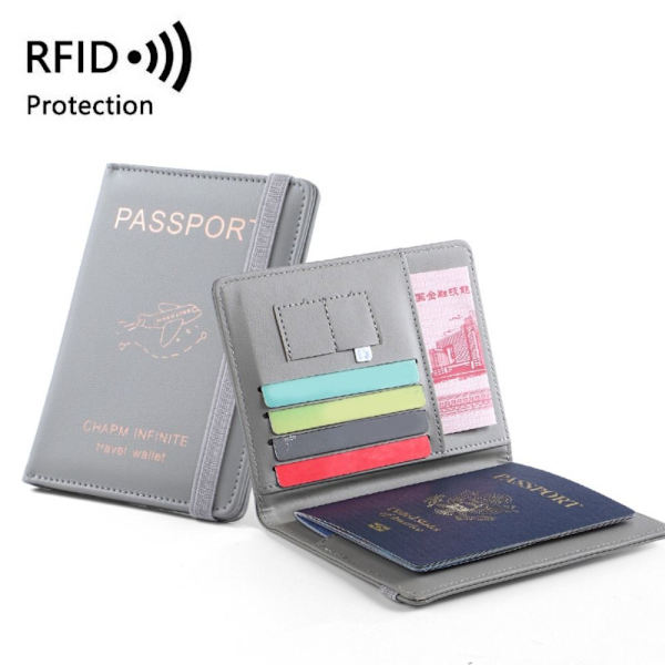 RFID Passport Cove Passport Protector GRÅ Grey