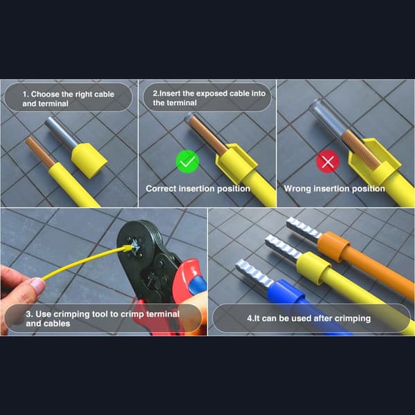 1200 stk. Ferrule Crimping Tools Sett Crimping Tang End Cord Lug