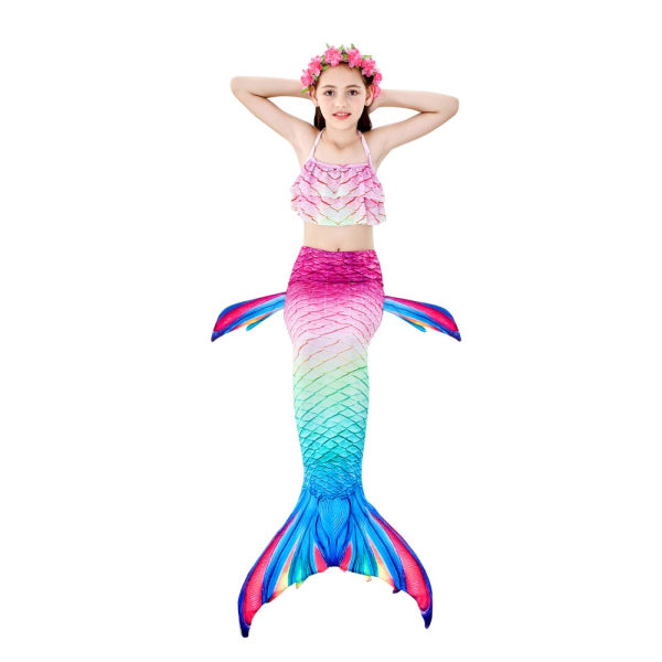 3 stk Kids Mermaid Tail Bikini Sæt B-110CM B-110CM B-110CM