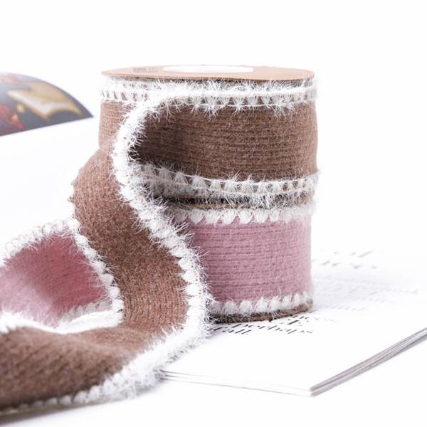 10Yards Mink Wool Stripe Band Plysch Band APRIKOS 23MM BREDD apricot 23mm width-23mm width