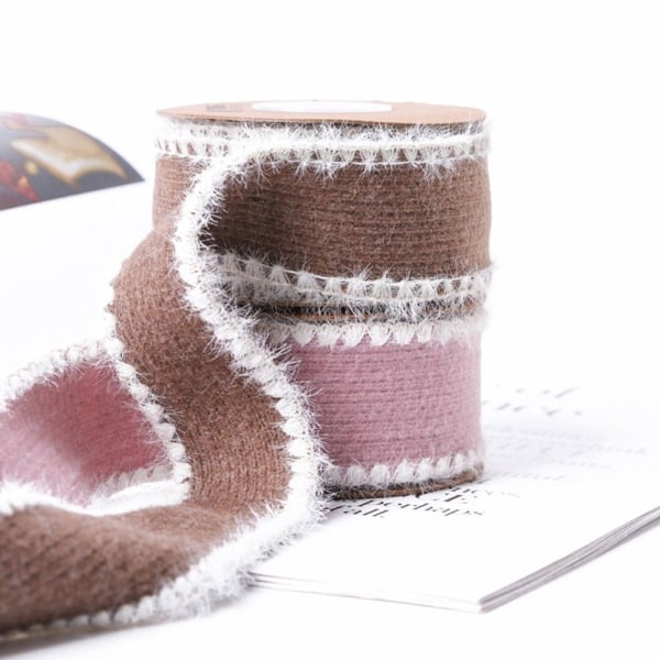 10Yards Mink Wool Stripe Band Plysch Band KAFFE 23MM BREDD coffee 23mm width-23mm width