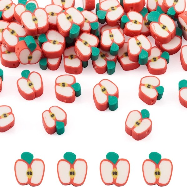 200 stk. Polymer lerperler Æbleform Slice Spacer Beads