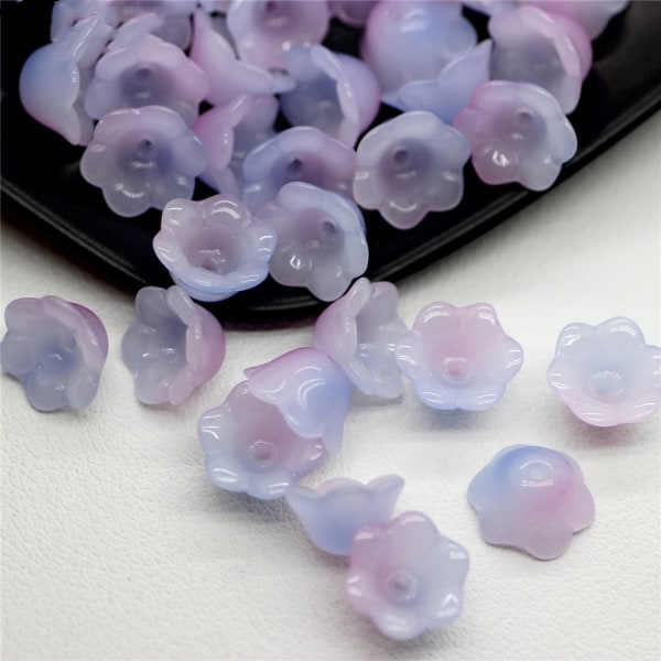 100 kpl Trumpetin jäljitelmähelmiä Star Heart Beads LAKE lake blue&purple