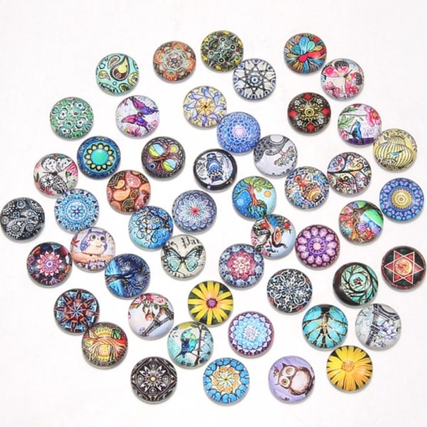 50 stk. trykt glas cabochons Swirl glas cabochons fliser