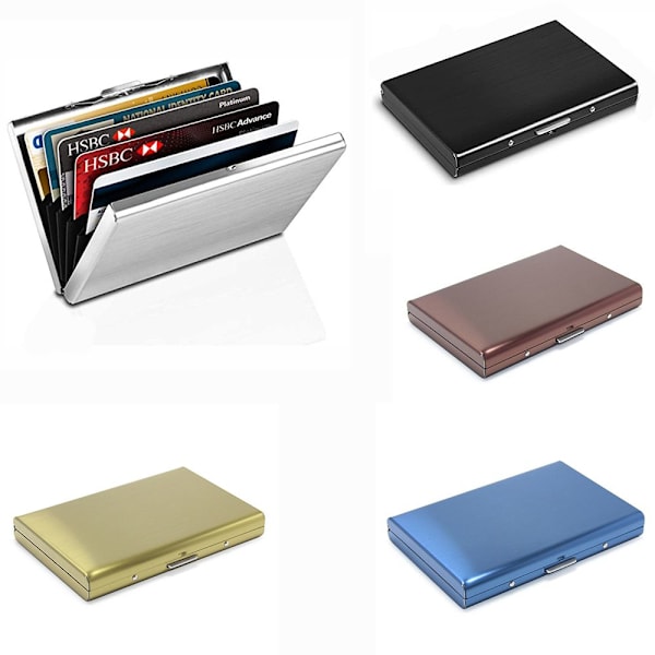 6 kortplatser i rostfritt stål metall kreditkortsorgan ORGANIZER black