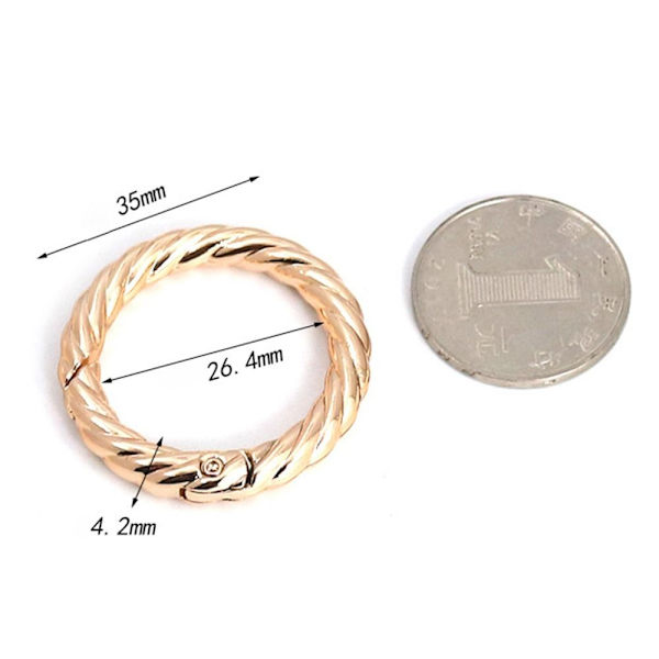 5 stk Spring Runde Ringe Taske Bæltespænder SORT 41MM Black 41mm