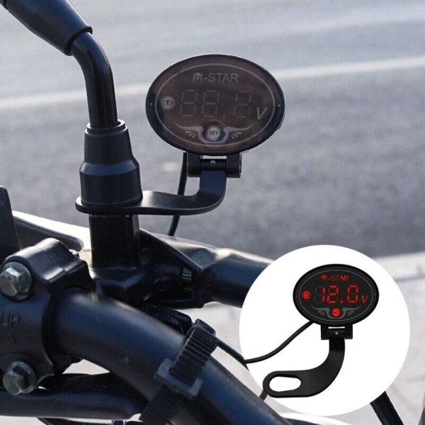 Motorcykel Intelligent Voltmeter Spænding Display Til Bil Red