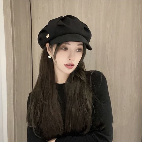 Octagonal Hat Newsboy Hatut MUSTA Black